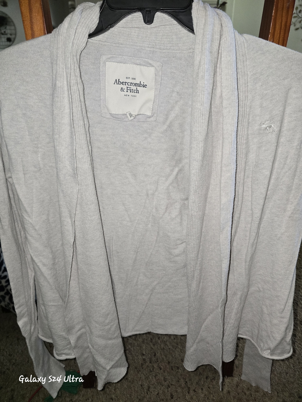 Abercrombie & Fitch Men's Light Gray Shawl Cardigan